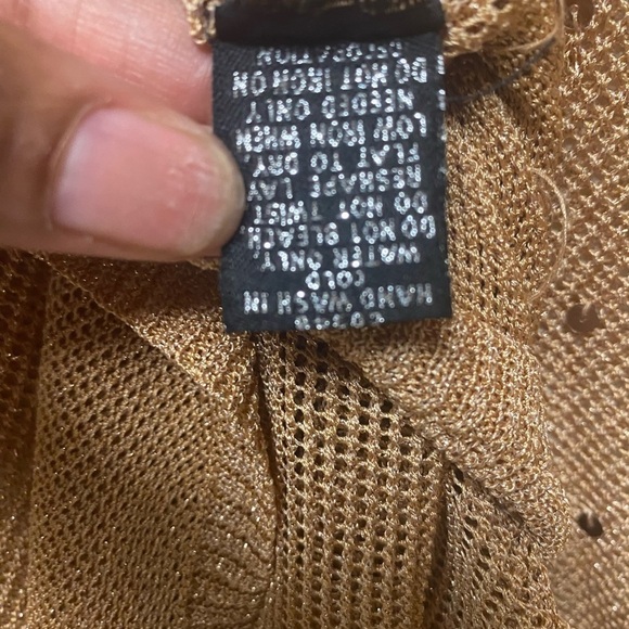 Women's Lisa International Sweater, gold loose knit with small gold sequence - Picture 5 of 8